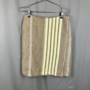 J. Jill Love Linen Faux Wrap Skirt Size M Stripe Beach Coastal Boho Preppy